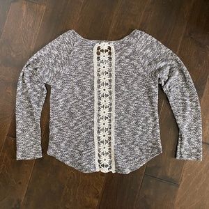 Light weight sweater with unique back!